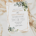 Convites Rustic Eucalyptus Deixa Casamento Dourado Greenery<br><div class="desc">Esta elegante coleção apresenta folhas de cor aquosa misturada com folhas de cor verde pareadas com uma serifa clássica e fontes delicadas de sans a preto,  com um monograma no verso. Itens correspondentes disponíveis.</div>
