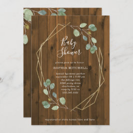 Convites Rustic Eucalyptus Greenery | Chá de fraldas geomét