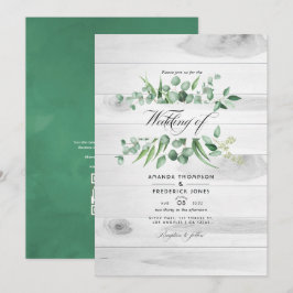 Convites Rustic Eucalyptus Greenery Código QR Casamento Paí