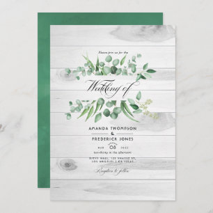 Convites Rustic Eucalyptus Greenery Código QR Casamento Paí