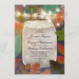 Convites Rustic Fall Deixa Mason Jar String Luzes Casamento