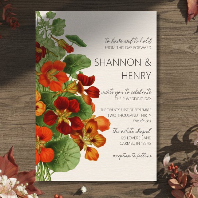 Convites Rustic Fall Floral Modern Wedding Invitation (Invite guests to your big day with this Rustic Fall Floral Modern Wedding Invitation!)