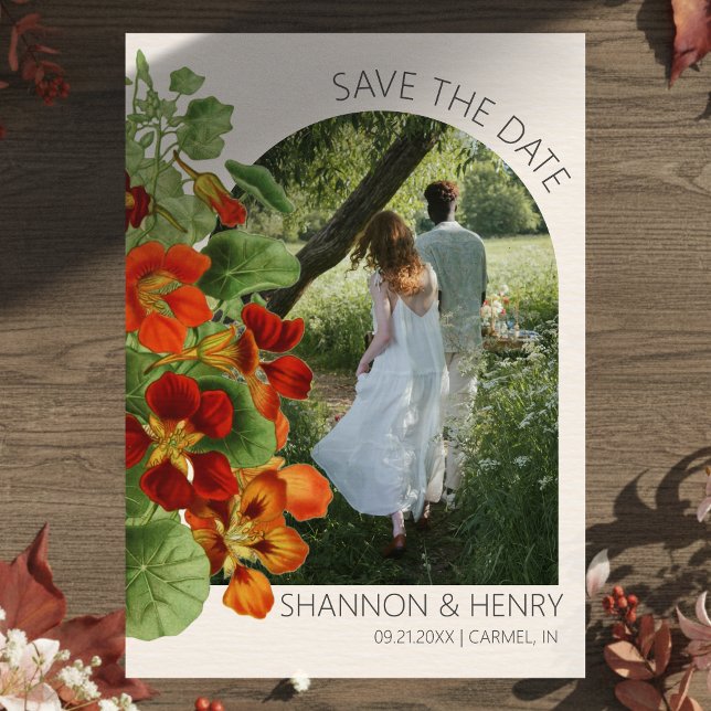 Convites Rustic Fall Floral Modern Wedding Save the Date (Invite guests to your big day with this Rustic Fall Floral Modern Wedding Save the Date!)