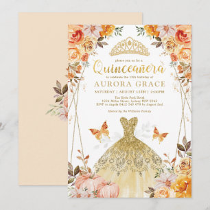Convites Rustic Fall Floral Quinceañera Mis Quince Anos