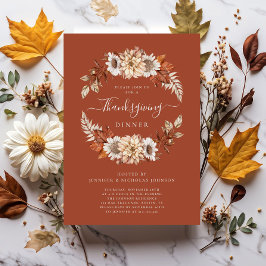 Convites Rustic Fall Floral Sai Janto de Ação de Graças
