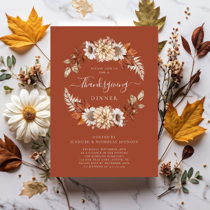 Convites Rustic Fall Floral Sai Janto de Ação de Graças