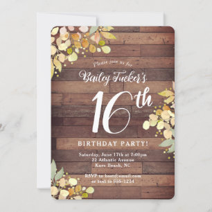 Convites Rustic Fall Florals Dourados Dots Sweet 16º Aniver