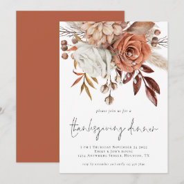 Convites Rustic Fall Florals Terracotta Cream Ação de Graça
