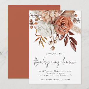 Convites Rustic Fall Florals Terracotta Cream Ação de Graça