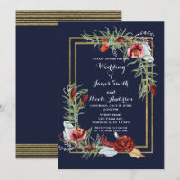 Rustic Fall Marsala Floral Marinho Azul Dourado Ca