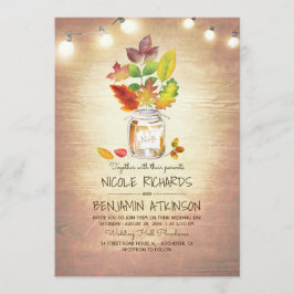 Convites Rustic Fall Mason Jar e String Lights Casamento