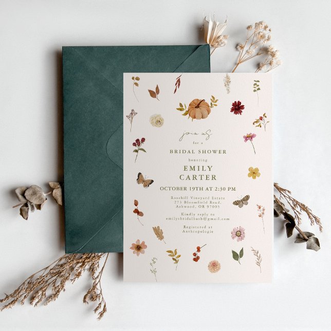 Convites Rustic Fall Pumpkin Floral Bridal Shower (Criador carregado)