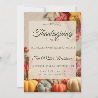 Convites Rustic Fall Thanksgiving Dinner Invitation