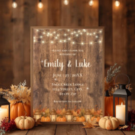 Convites Rustic Fall Wedding Invitation with String Lights