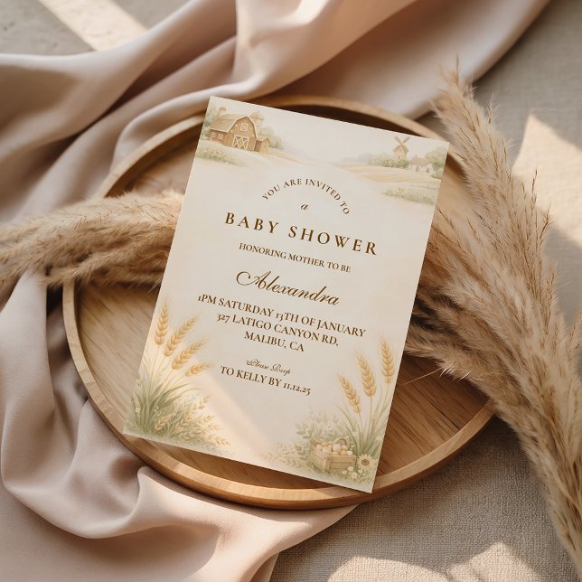 Convites Rustic Farm Meadow Baby Shower (Criador carregado)