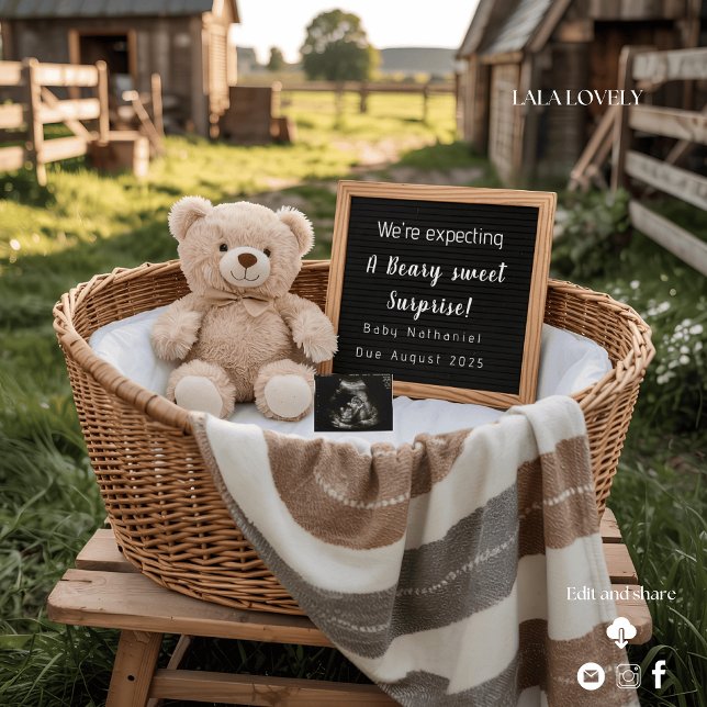 Convites Rustic Farm Morning Pregnancy Announcement  (Criador carregado)