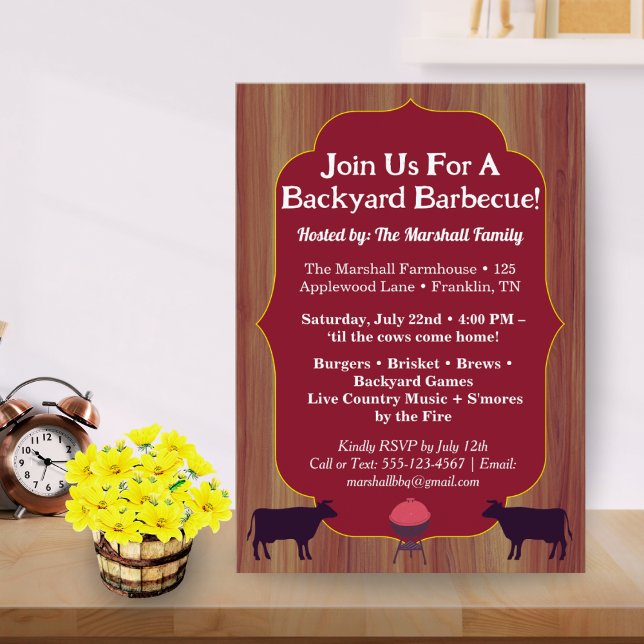 Convites Rustic Farmhouse BBQ Party Invite Summer Party  (Criador carregado)