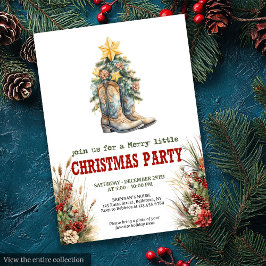 Convites Rustic farmhouse Christmas party invitation
