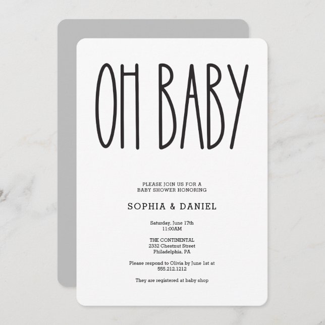 Convites Rustic Farmhouse Oh Chá de fraldas Invite (Frente/Verso)