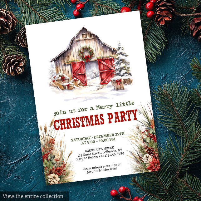 Convites Rustic Farmhouse Yuletide Party Invitation (Rustic Farmhouse Yuletide Party Invitation)