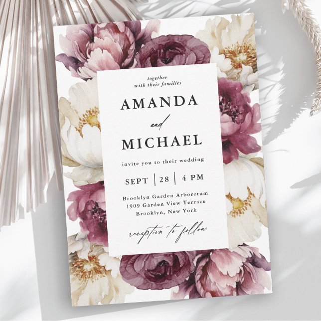 Convites Rustic Floral Abundance Romântica Blooms (A beautifully feminine wedding invitation with rustic charm.)