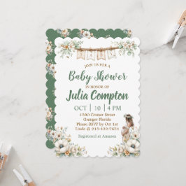 Convites Rustic Floral Baby Shower Invitation 