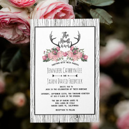Convites Rustic Floral Barnwood Hunt está sobre o casamento