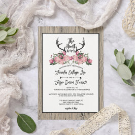 Convites Rustic Floral Barnwood Hunt está sobre o casamento