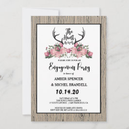 Convites Rustic Floral Barnwood Hunt está sobre o Noivado