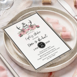 Convites Rustic Floral Barnwood Hunt Sobre Chá Casal