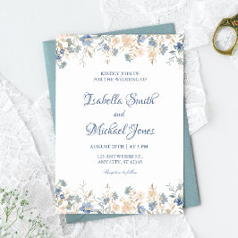 Convites Rustic Floral Boho Blue e Beige Wedding