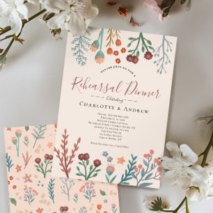 Convites Rustic Floral Boho Wildflower Rehersal