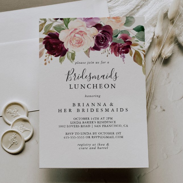 Convites Rustic Floral Bridesmaids Luncheon Chá (Criador carregado)