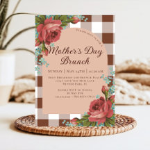 Rustic Floral Brown Burgundy Dia de as mães Brunch