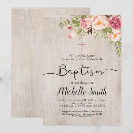 Convites Rustic Floral Country Script Boho Baptism