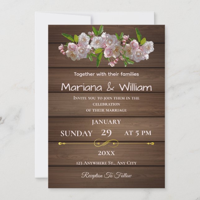 Convites Rustic Floral Elegance Invitation Design (Frente)