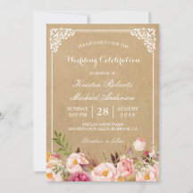 Rustic Floral Frame Kraft | Celebração de Casament