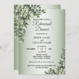 Convites Rustic Floral Greenery Leaves Rehearsal Dinner