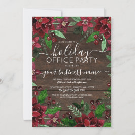 Convites Rustic Floral Holly Ivy Wood Corporate Holiday