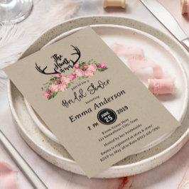 Convites Rustic Floral Kraft Hunt está sobre o Chá de panel