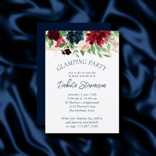 Convites Rustic Floral   Marinho Burgundy Glaming Party
