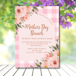 Convites Rustic Floral Pink Copper Dia de as mães Brunch