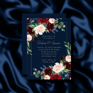 Convites Rustic Floral Quadro geométrico Dourado da Borg