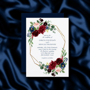 Convites Rustic Floral Quadro geométrico Dourado da Borg