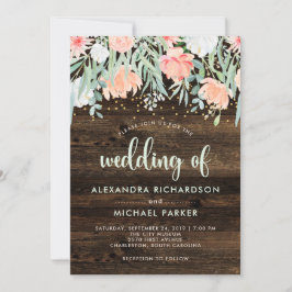 Convites Rustic Floral Romance | Casamento por Aquarela