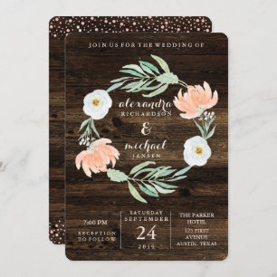 Convites Rustic Floral Romance Wreath Casamento
