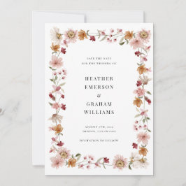 Convites Rustic Floral Salvar A Data