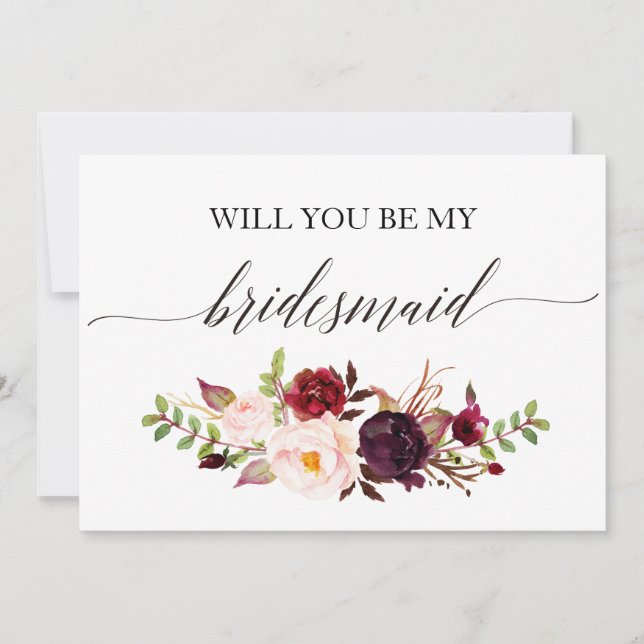 Convites Rustic Floral será minha matrona de honra 2 (Frente)