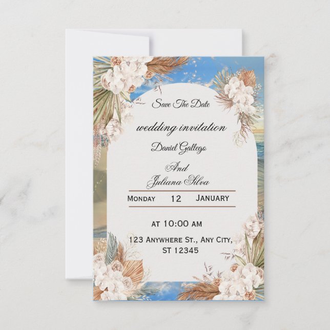 Convites Rustic Floral Sky Wedding Invitation (Frente)