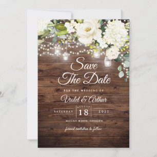 Convites Rustic Floral String Lights Casamento Salvar A Dat